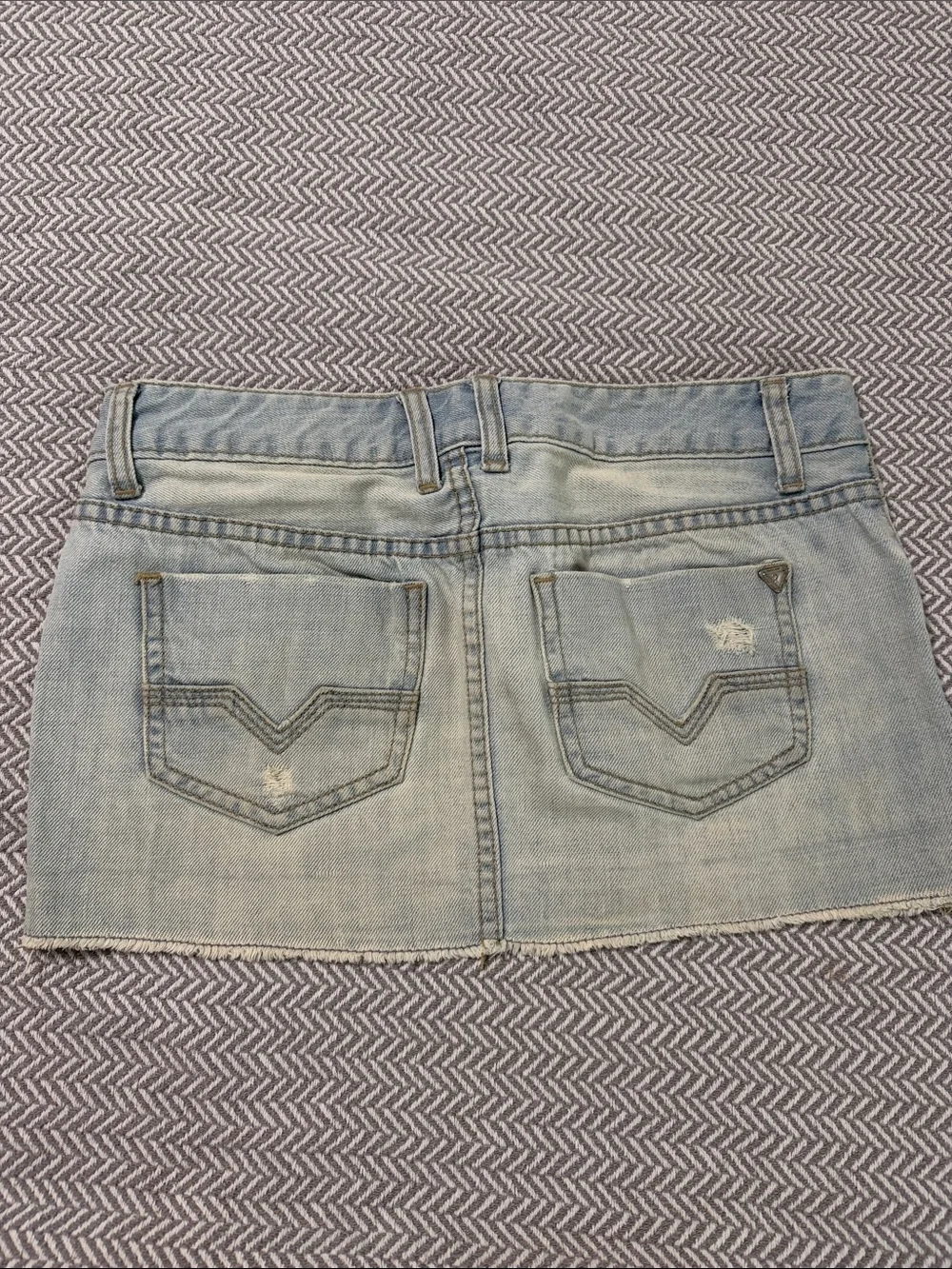 Guess Light Blue Distressed Denim Mini Skirt